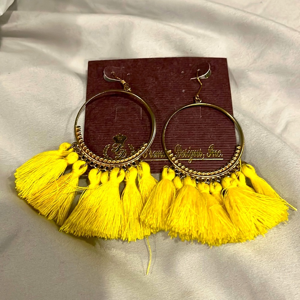 Yellow tassel earrings